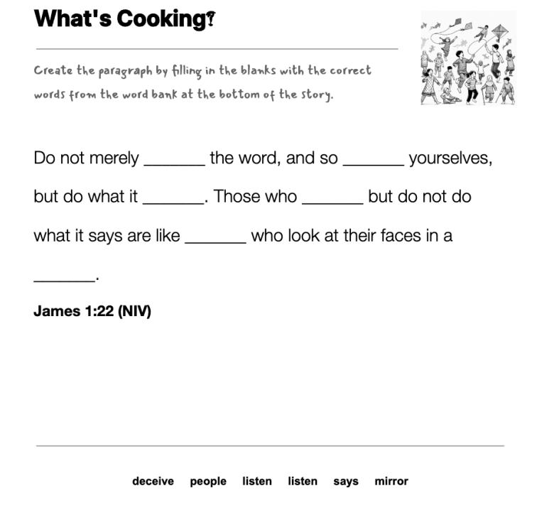 What's Cooking? fill-in-the-blank